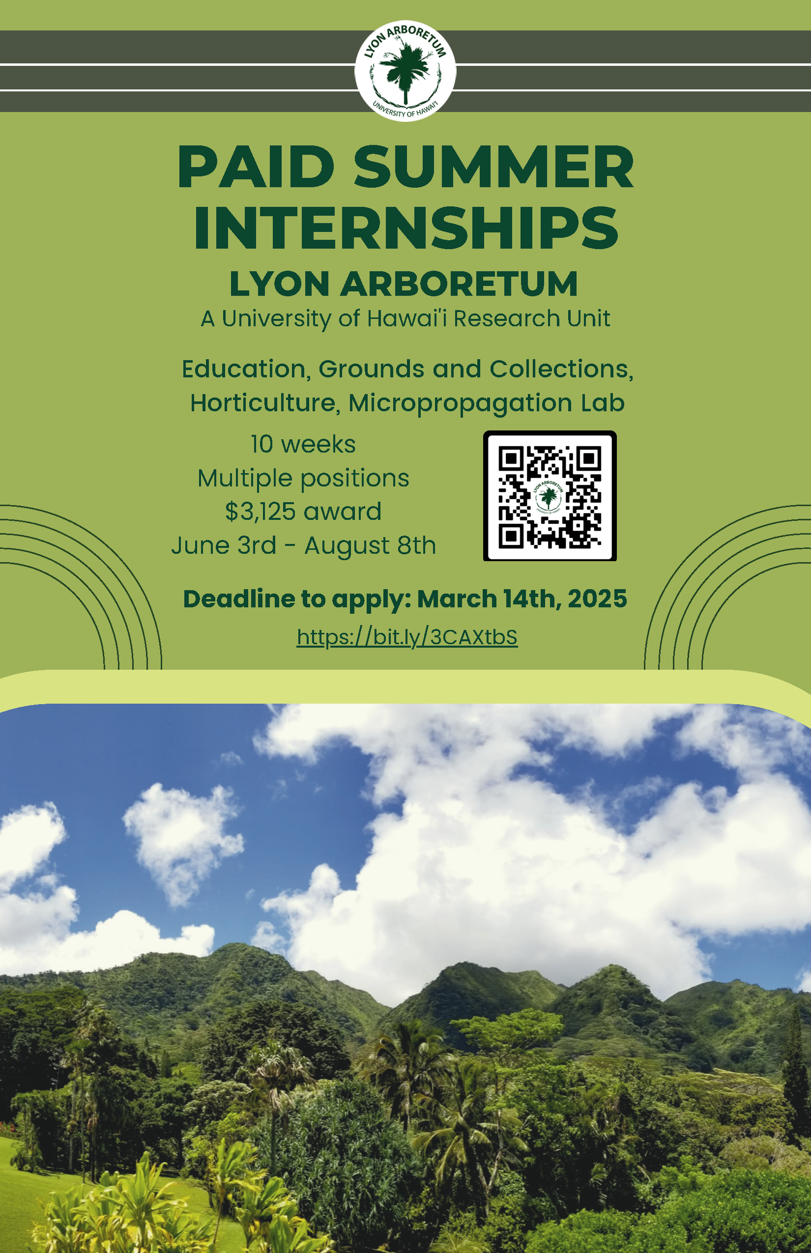 2025 Lyon Arboretum Internship Flyer